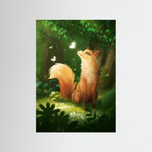 Fox And Glowing Butterfly by Xuan Thai