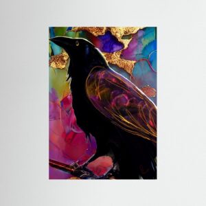 Raven with Pink and Gold by Ruth Day